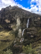 Waterfall in the distance on Laguna 69 hike